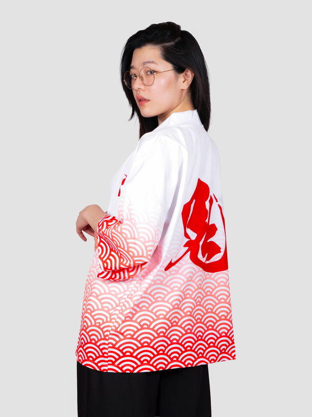 Kimono streetwear blanc et rouge