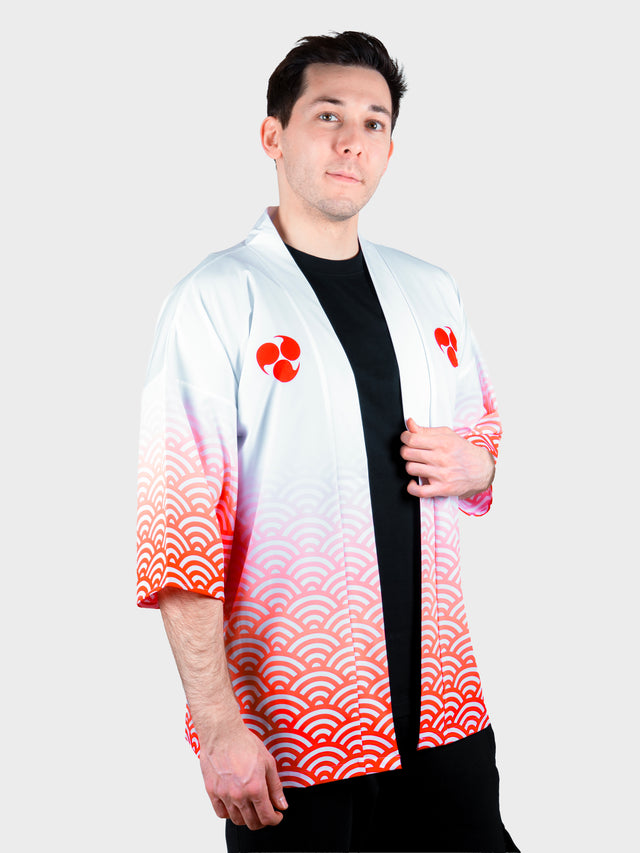 Kimono streetwear blanc et rouge