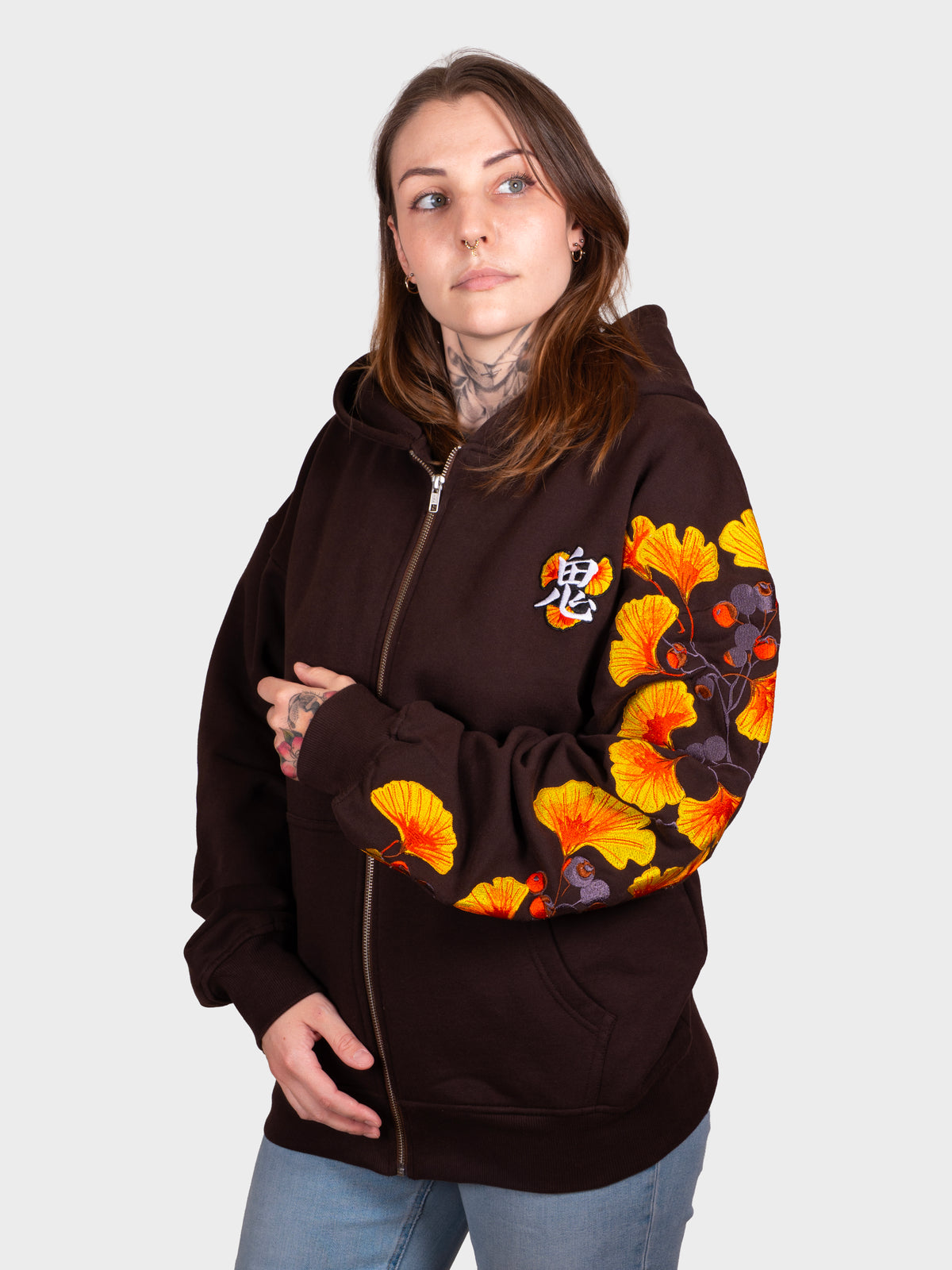 Hoodie Ginkgo zippé