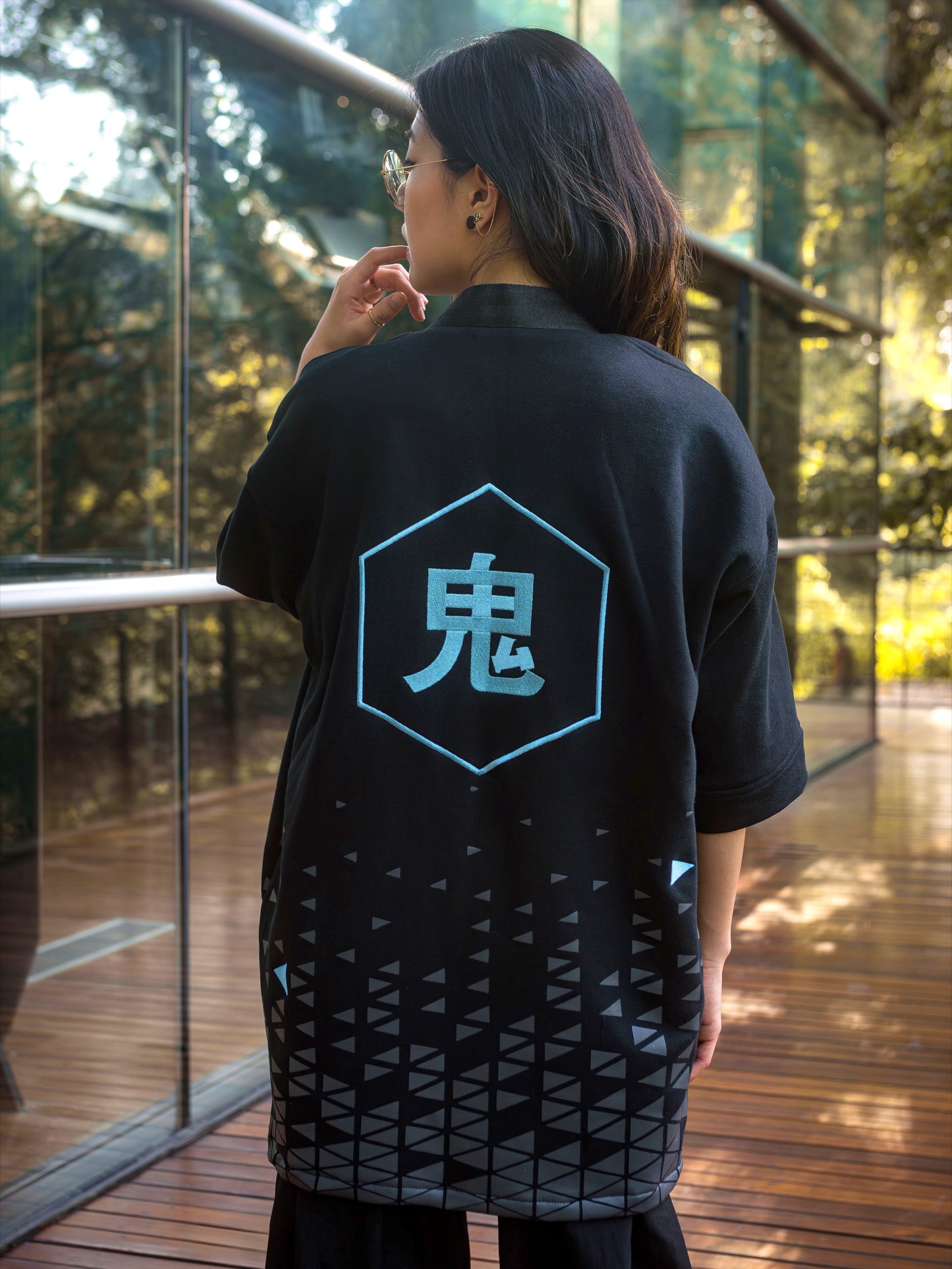 Kimono streetwear coton noir - Den