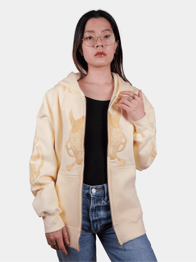 Hoodie zippé beige