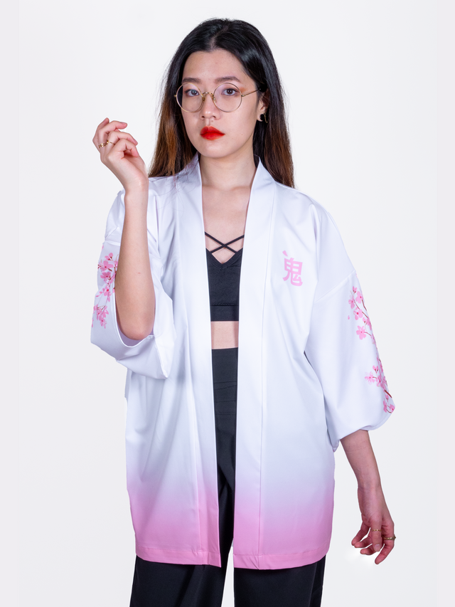 Kimono streetwear blanc sakura