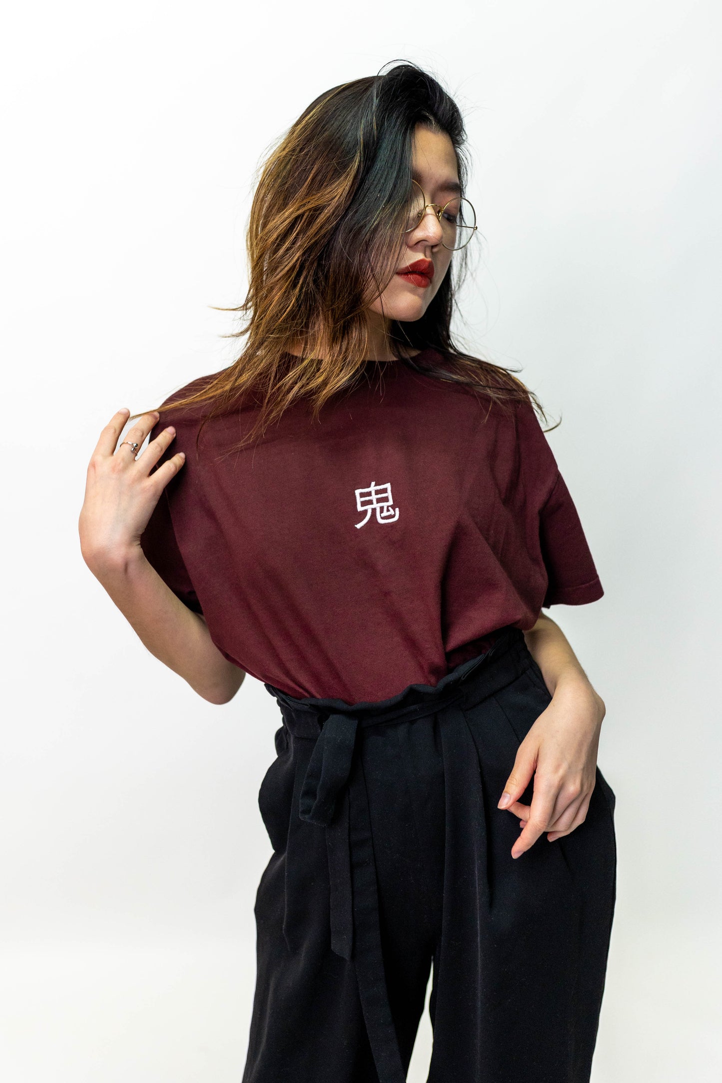 Tee shirt bordeaux logo blanc brodé