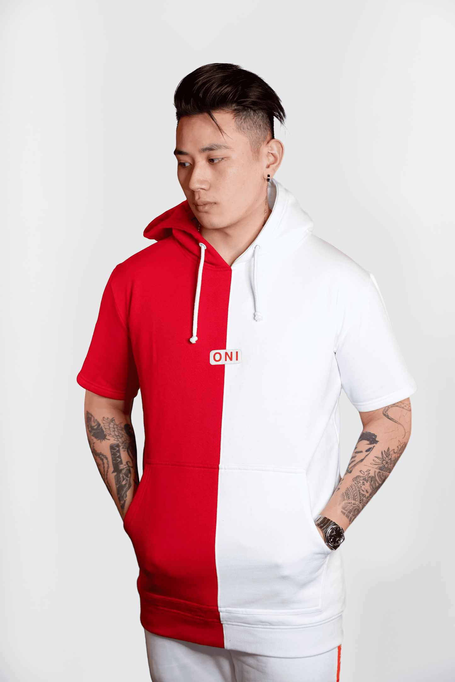 Hoodie manches courtes Han rouge et blanc
