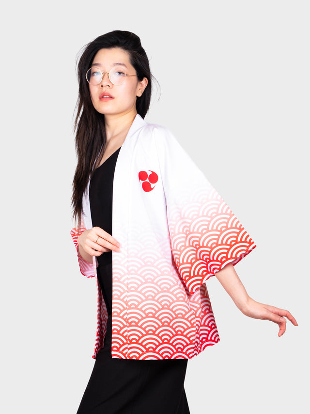 Kimono streetwear blanc et rouge