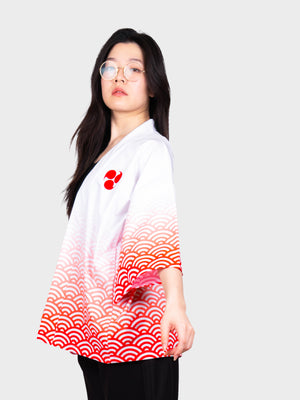 Kimono streetwear blanc et rouge
