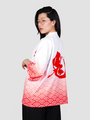 Kimono streetwear blanc et rouge