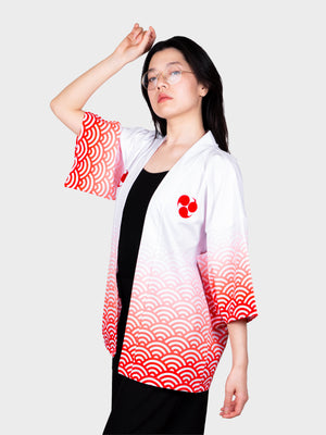 Kimono streetwear blanc et rouge