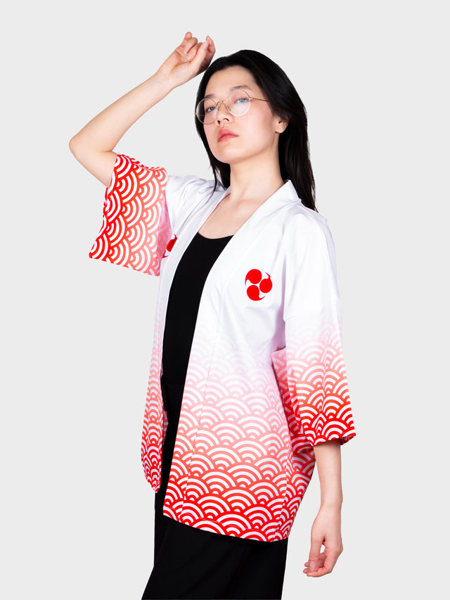 Kimono streetwear blanc et rouge