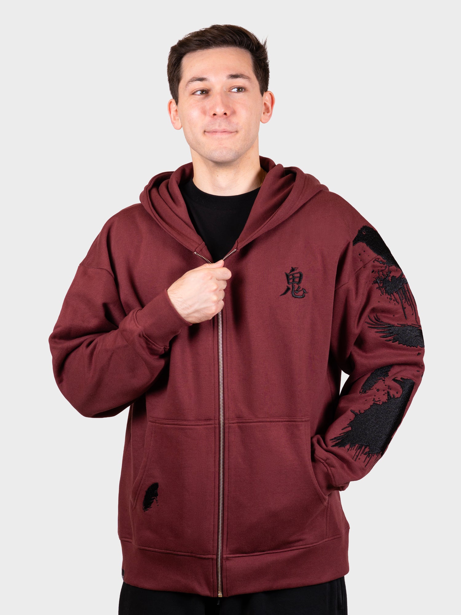 Hoodie corbeau zippé