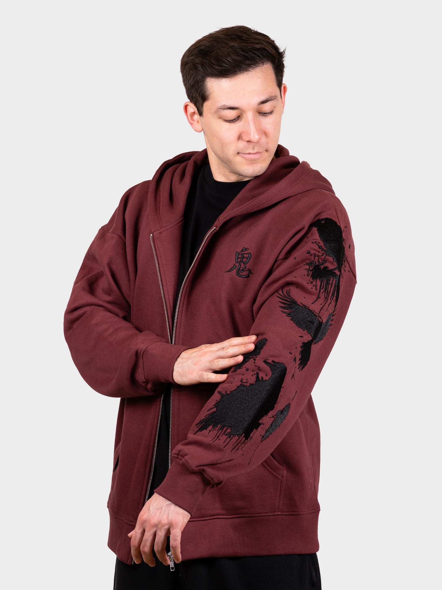 Hoodie corbeau zippé