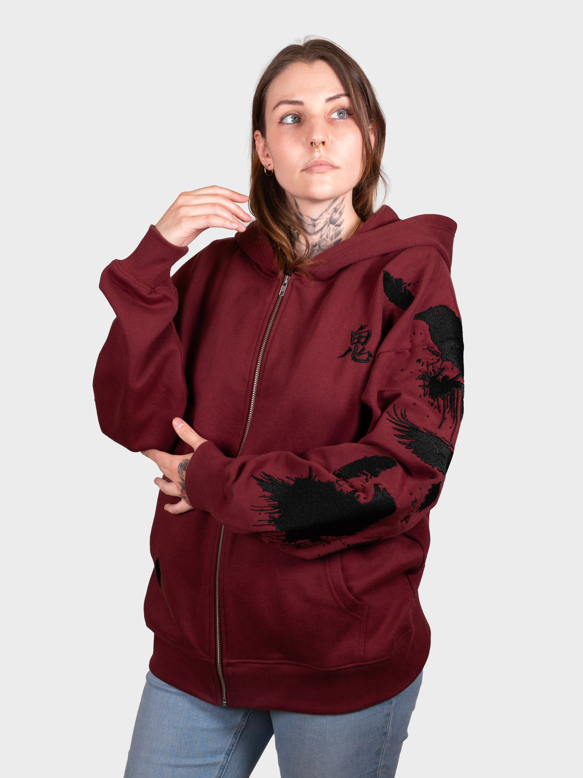 Hoodie corbeau zippé