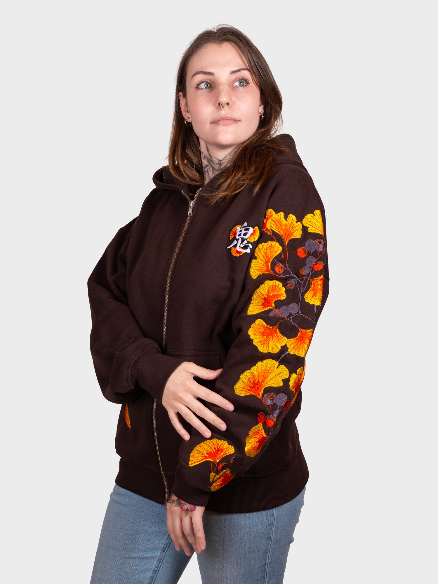 Hoodie Ginkgo zippé
