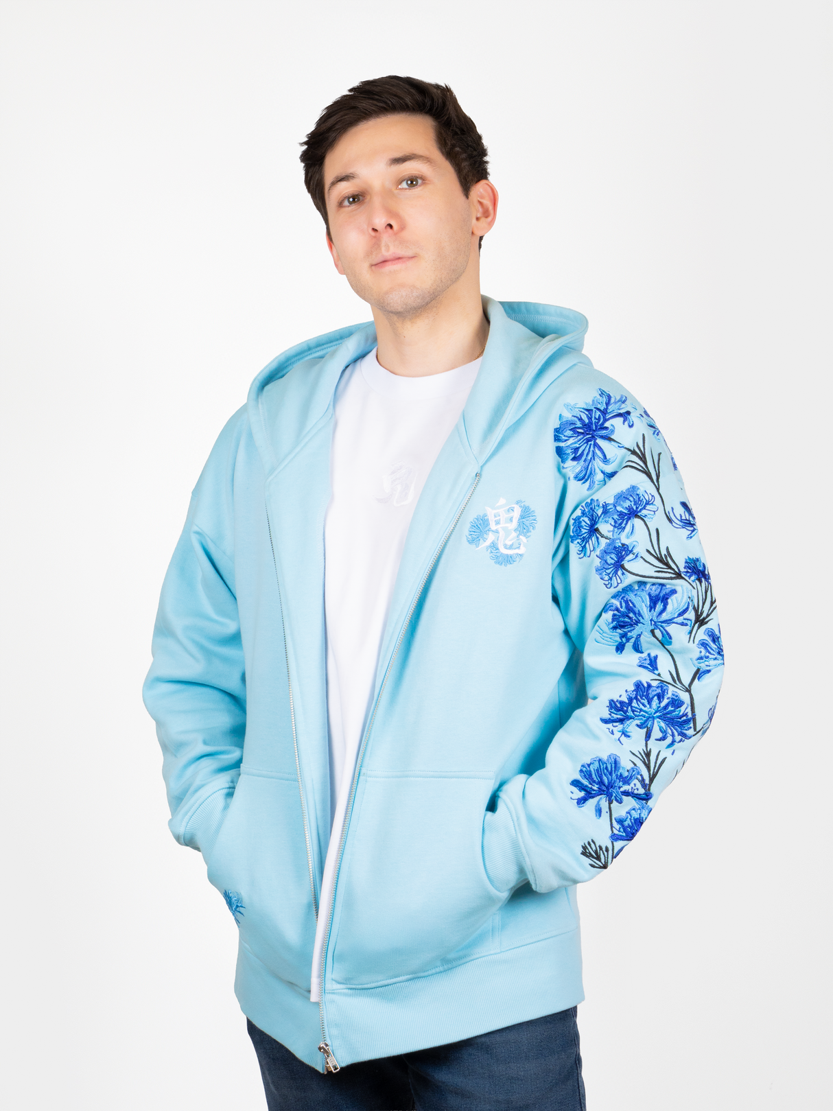 Hoodie Lycoris Bleu Zippé