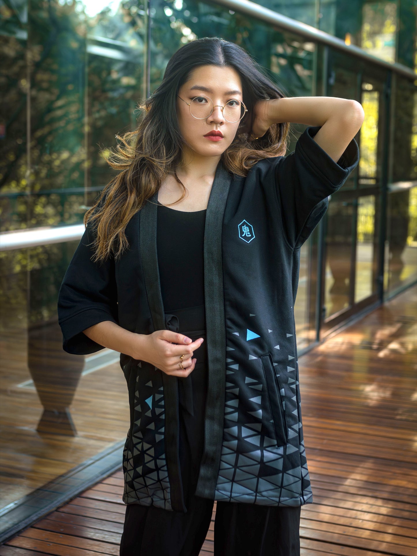 Kimono streetwear coton noir - Den