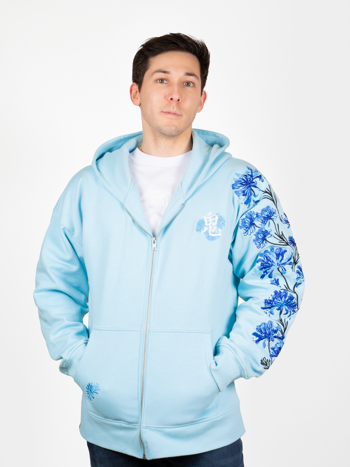 Hoodie Lycoris Bleu Zippé