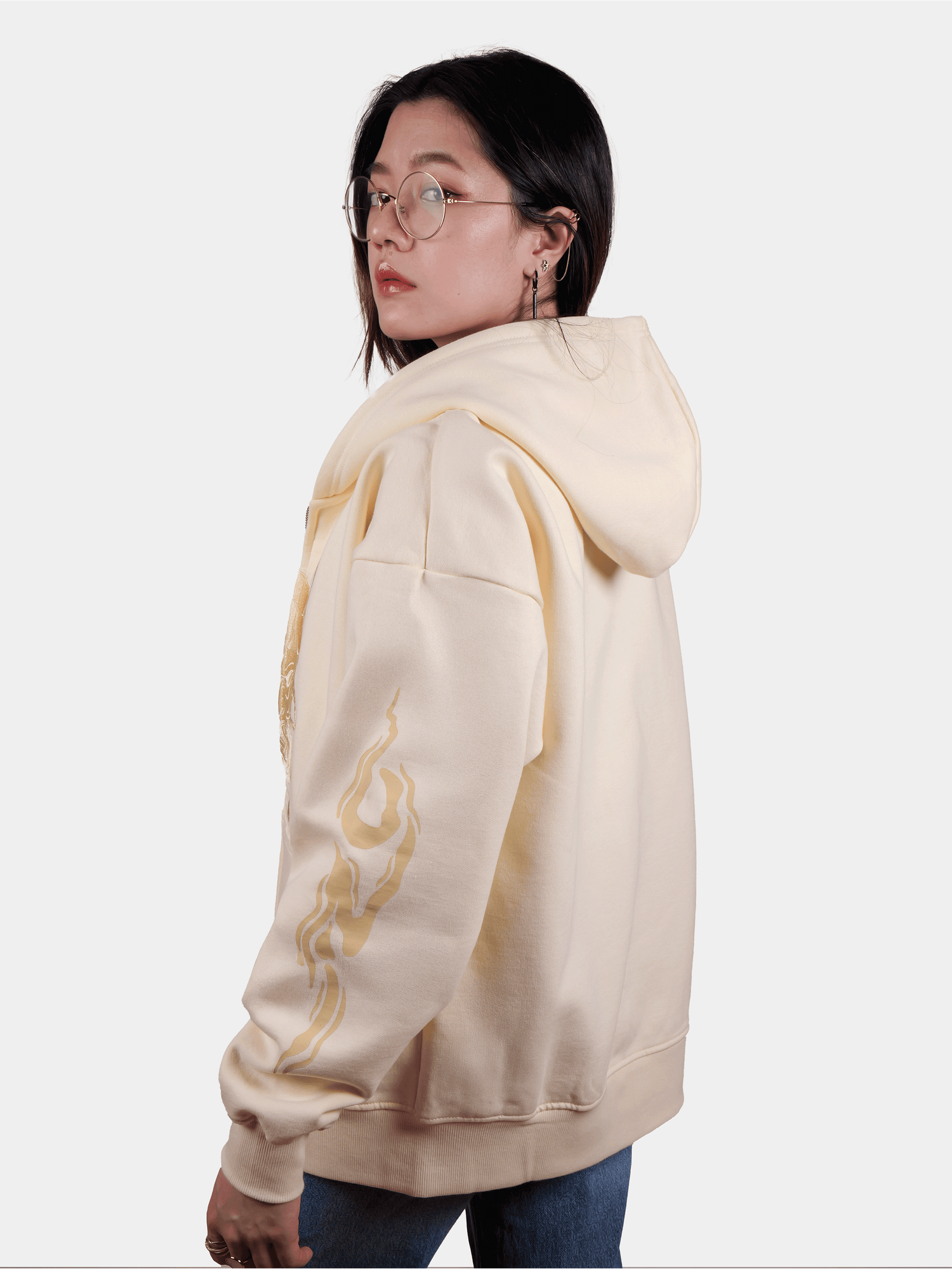 Hoodie zippé beige